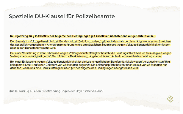 DU-Klausel für Polizisten Bayerische Versicherung