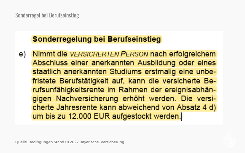 Bei erstmaligen Berufseinstieg gibt es eine Sonderregelung