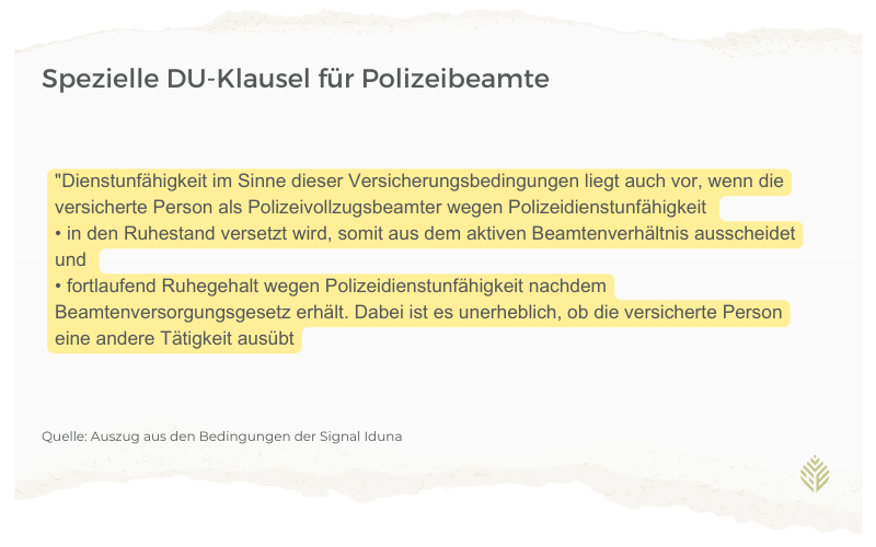 DU-Klausel für Polizisten Signal Iduna