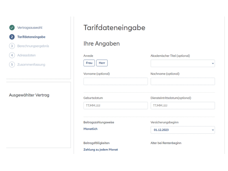 firmenonline_tarifeingabe - Weindorf Finanzberatung Anmeldung Mitarbeiter in Firmenonline