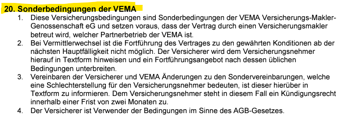 sonderbedingungen_vema - Weindorf Finanzberatung Exklusiv für VEMA Makler Sonderbedingungen